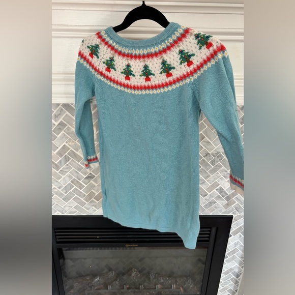 Mini Boden Light Blue Sweater with Festive Tree Pattern - Picture 2 of 3